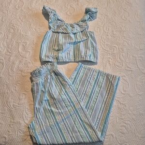 Haute Hippie girls size Large sleeveless top and wide leg pants 2 piece VGUC